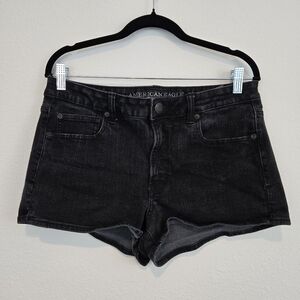 Black American Eagle Hi Rise Shortie Short